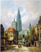 unknow artist, European city landscape, street landsacpe, construction, frontstore, building and architecture.073